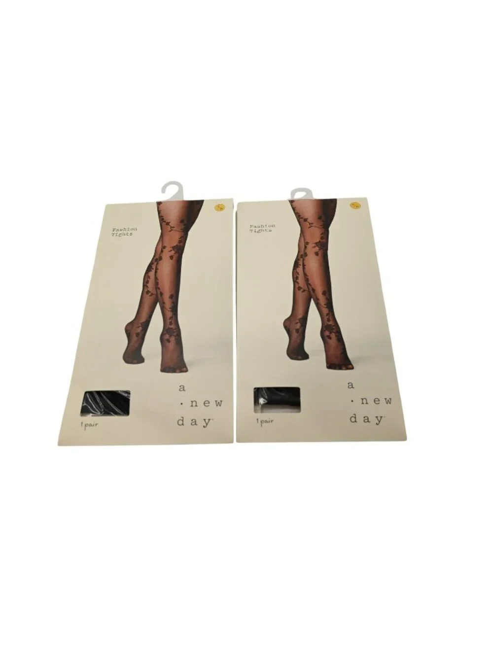 NIP A New Day Lot of 2 Fashion Tights Sz S/M Black Floral Sheer Hosiery Nylon